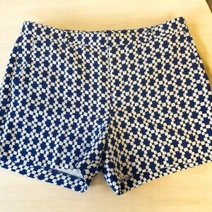 Banana Republic High Waist Blue and White Geometric Shorts